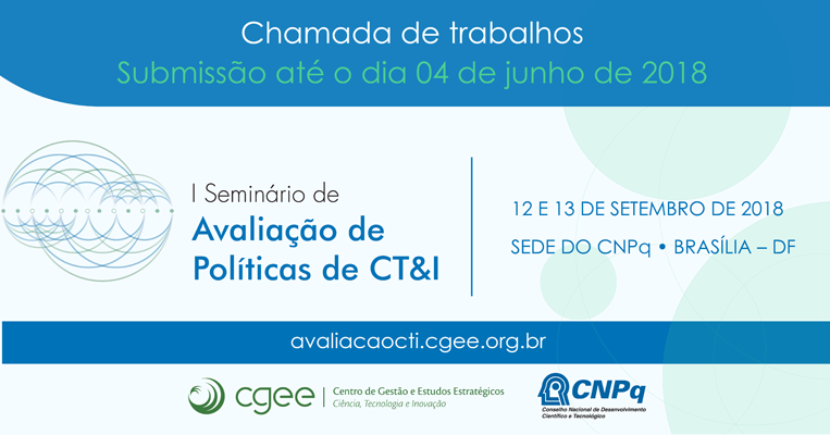 Submissões para o I Seminário de Avaliação de Políticas de CT&I se encerram em junho