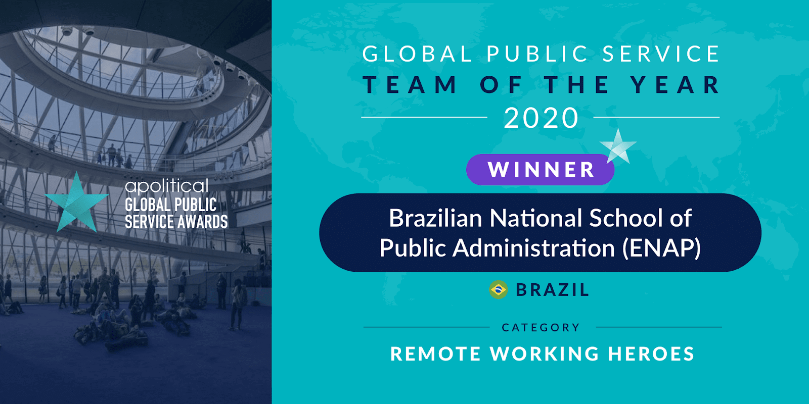 Enap vence prêmio internacional na categoria Heróis do Trabalho Remoto